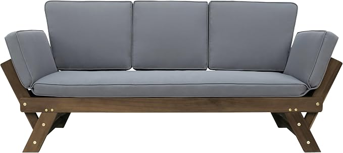 Merax Patio Sofa, Outdoor Adjustable Wooden Daybed, Chaise Lounge - Image 8