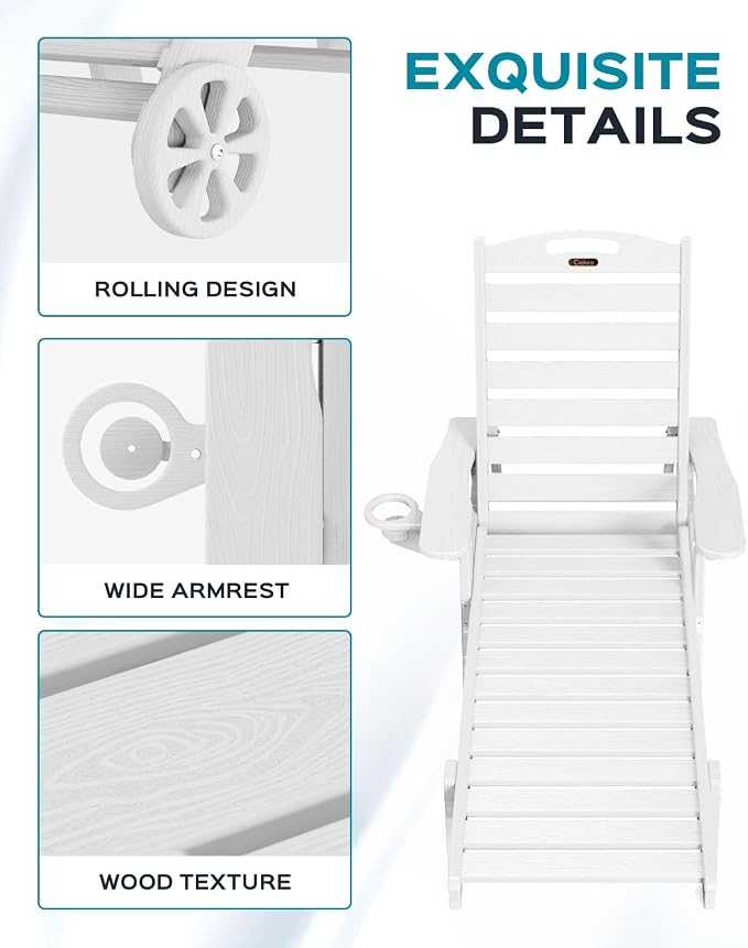 Outdoor Lounge Chair Set of 4, All Weather Patio Chaise Lounge Chairs - Image 5