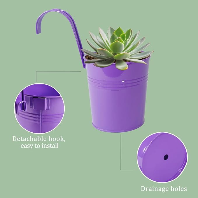 10 Pcs Fence Planters, Railing Planter Flower Pot - Image 4