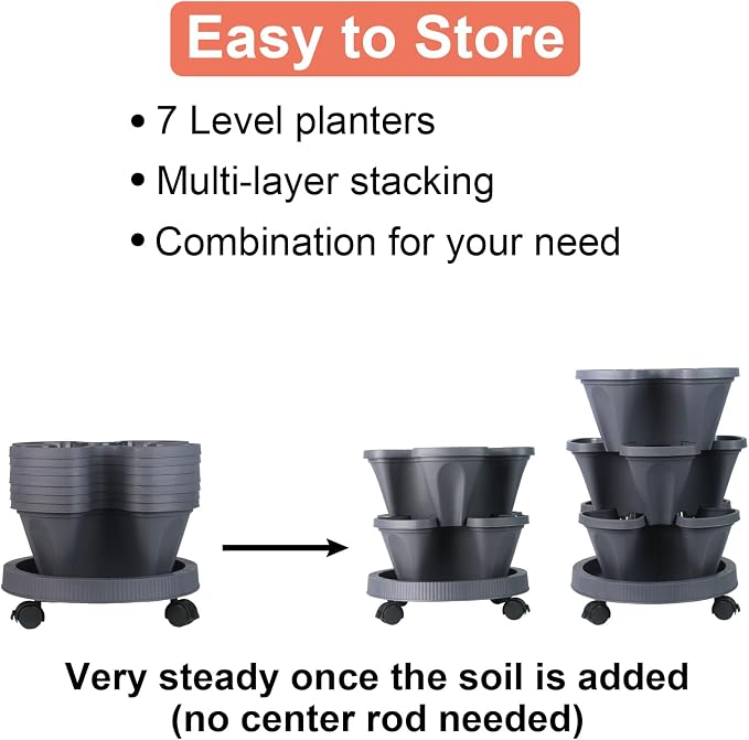 DUNCHATY Stackable Planter, Vertical Garden Planter - Image 6