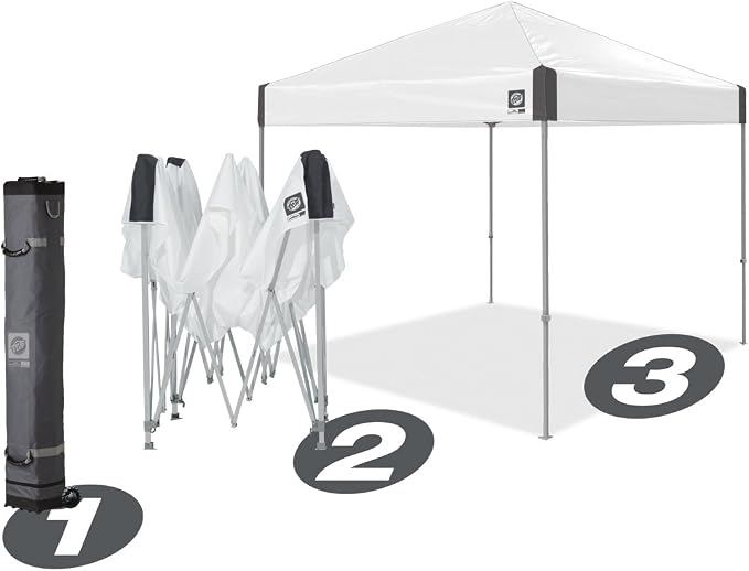 E-Z UP Ambassador Instant Pop Up Canopy Tent, Roller Bag and 4 Piece Spike Set - Image 2