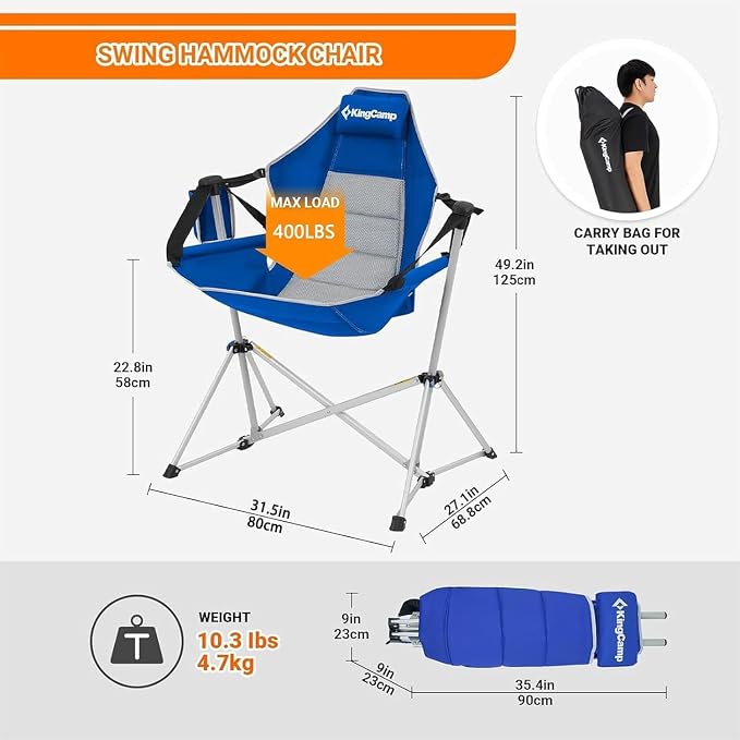 KingCamp Hammock Camping Chair, Swinging Portable Folding Camp Chairs - Image 2