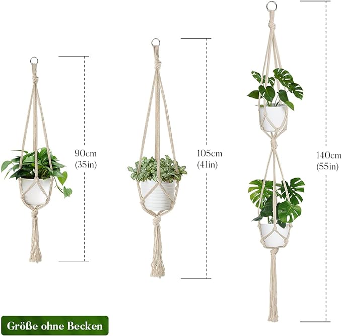 5 Pack Macrame Plant Hangers, Indoor Hanging Plant Holder - Image 2