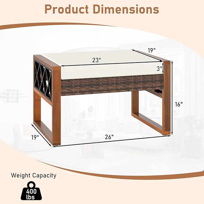 RELAX4LIFE Wicker Outdoor Ottomans - Image 3