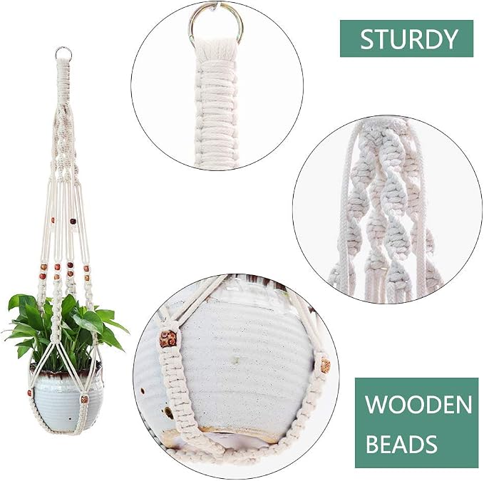 Belit Macrame Plant Hangers Indoor Outdoor 2 Pack Hanging Planters Basket - Image 4