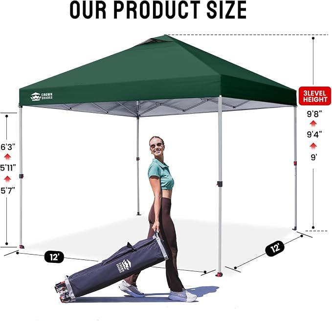 CROWN SHADES 12x12 Pop Up Canopy Outside Canopy, Patented One Push Tent - Image 6