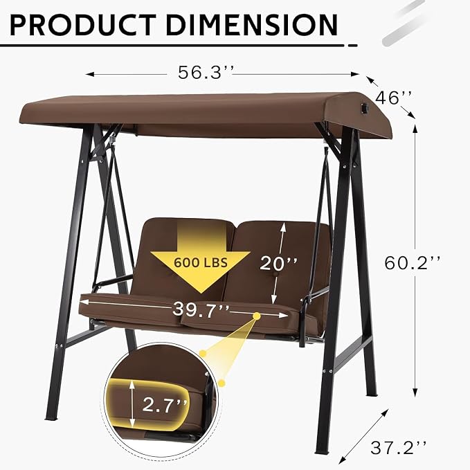 AECOJOY Outdoor Patio Swing Chair - Image 3