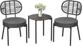 GarveeLife 3 Piece Wicker Patio Bistro Furniture Set, Outdoor Dining Chairs by GarveeLife