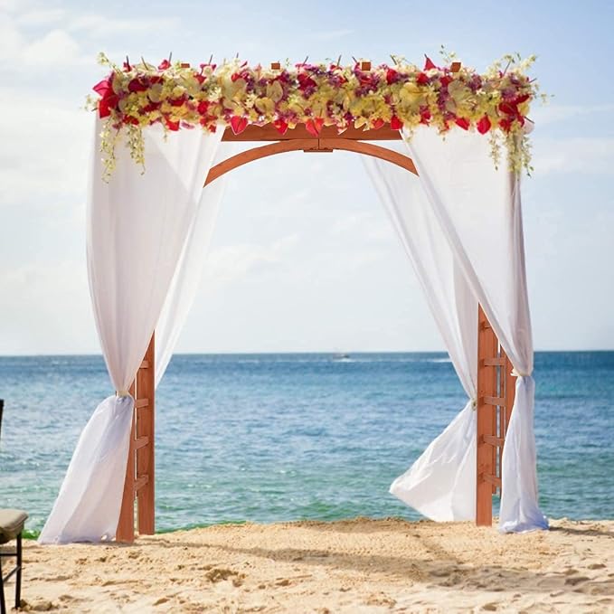 GYMAX Wood Arbor Arch, Outdoor Ceremony Wedding Bridal Decor - Image 7
