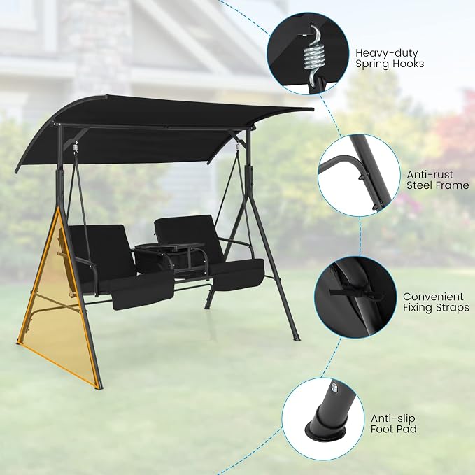 Tangkula 2 Person Porch Swing, Outdoor Swing - Image 9