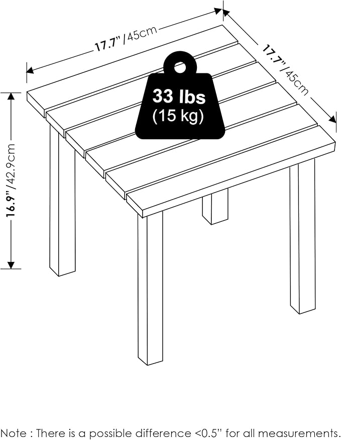 Furinno TIOMAN Patio Table, Outdoor Side Table, Patio End Table, Coffee Table - Image 3