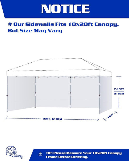 10x20ft Canopy Sidewalls fit 10x20ft Pop Up Tent, Waterproof 99% UV Protection - Image 2