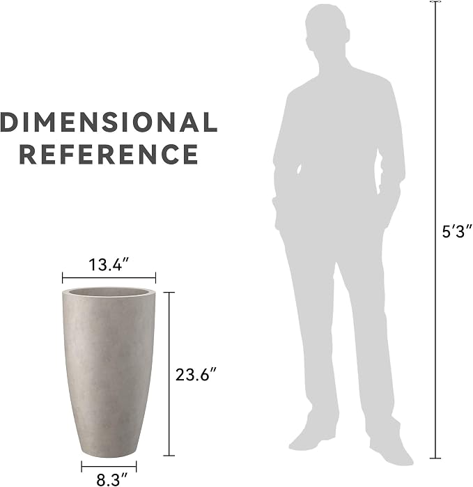 Kante 23.6" H Weathered Concrete Tall Planters, Large Outdoor Indoor Decorative - Image 8