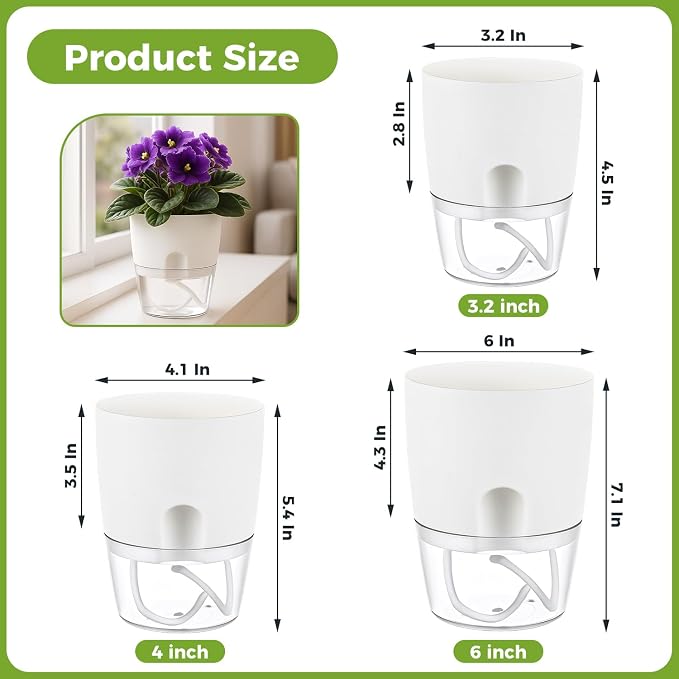 Planterhoma 3 Pack Self Watering Pots - Image 3