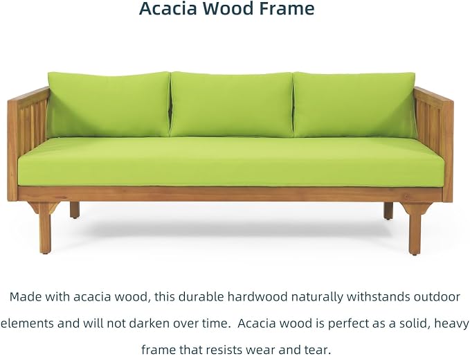 Merax Outdoor Acacia Wood Daybed, 3 Seater Day Bed Couch Sofa - Image 4