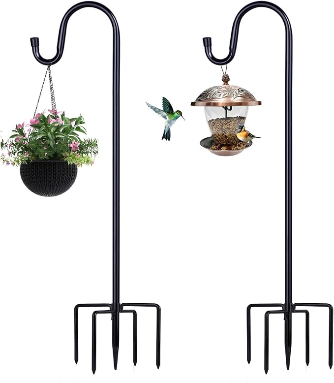 Shepherd Hooks for Outdoor, 2 Pack 62 Inch Bird Feeder Pole by ToyHotels