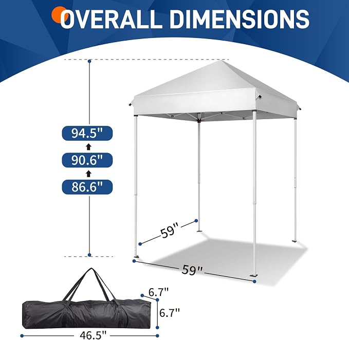 Outvita 5x5 Pop Up Canopy Tent, Ez Up Outdoor Canopy Tent Instant Shelter - Image 6