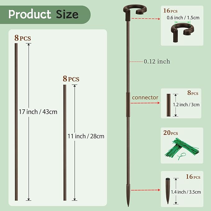 Invisible Orchid Sticks 17 inch &11 inch SupKing 16Pcs Plant Stakes - Image 2