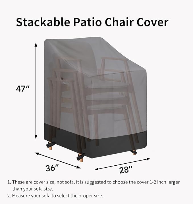 Easy-Going Heavy Duty Outdoor Stackable Chair Cover, Waterproof Patio Chair - Image 6