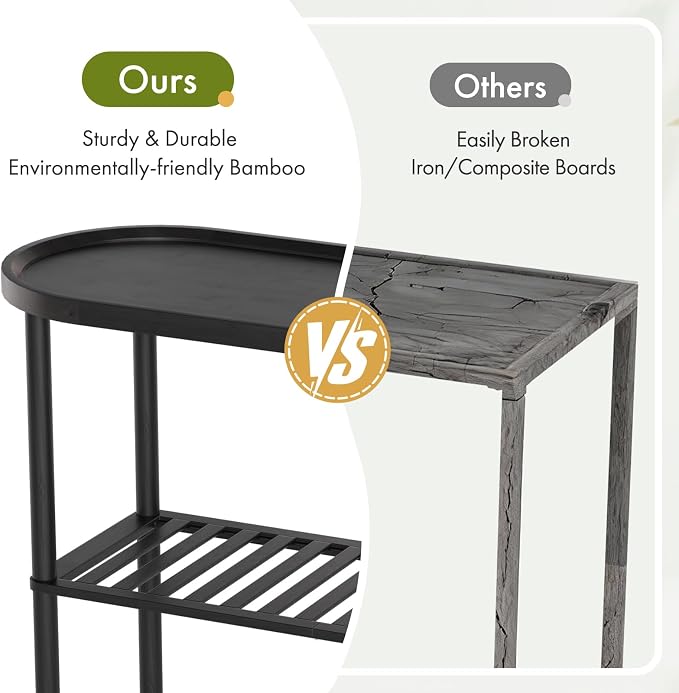 Narrow Hallway Table for Entryway, Small Console Table Black 30.7", Bamboo - Image 7