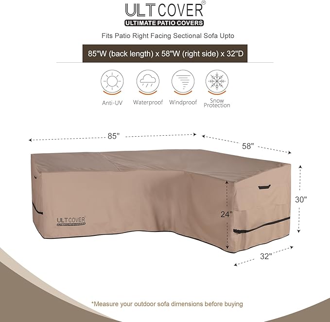 ULTCOVER Patio L-Shaped Right Facing Sofa Cover Waterproof - Image 2