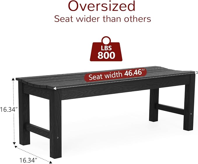 Stoog Outdoor Bench, 2-Person Patio Backless Bench, All-Weather HIPS Garden - Image 3