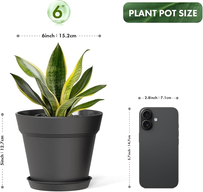 6 Inch Thick Plastic Plant Pots - Image 3