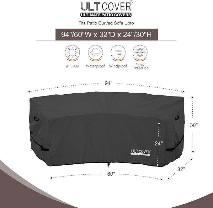 ULTCOVER Patio Curved Sofa Cover Waterproof - Image 2