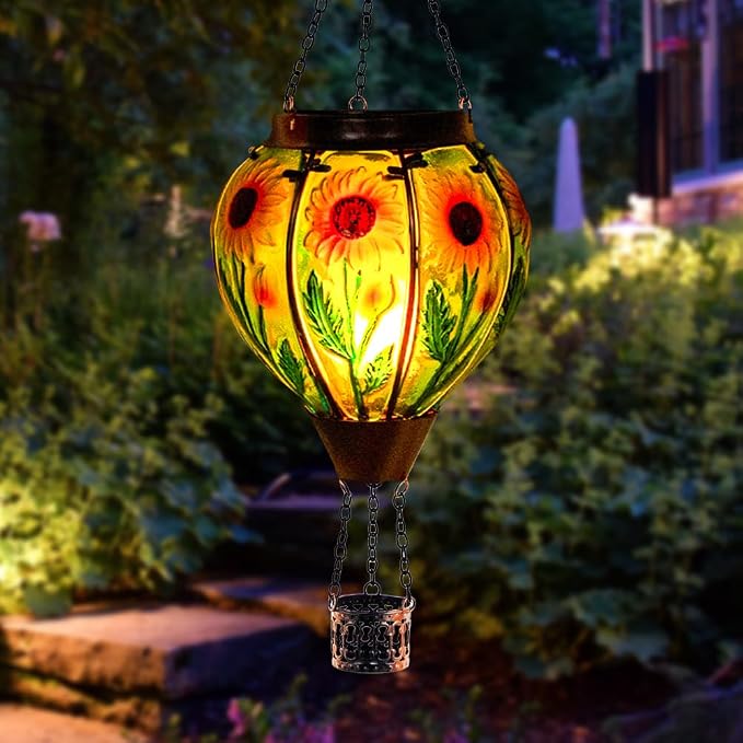 Starsoul Sunflower Hot Air Balloon Solar Lantern Glass Outdoor Hot Air Balloon - Image 3