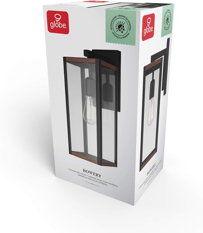 GLOBE Electric 44681 1-Light Outdoor Indoor Wall Sconce, Matte Black, Faux Wood - Image 7