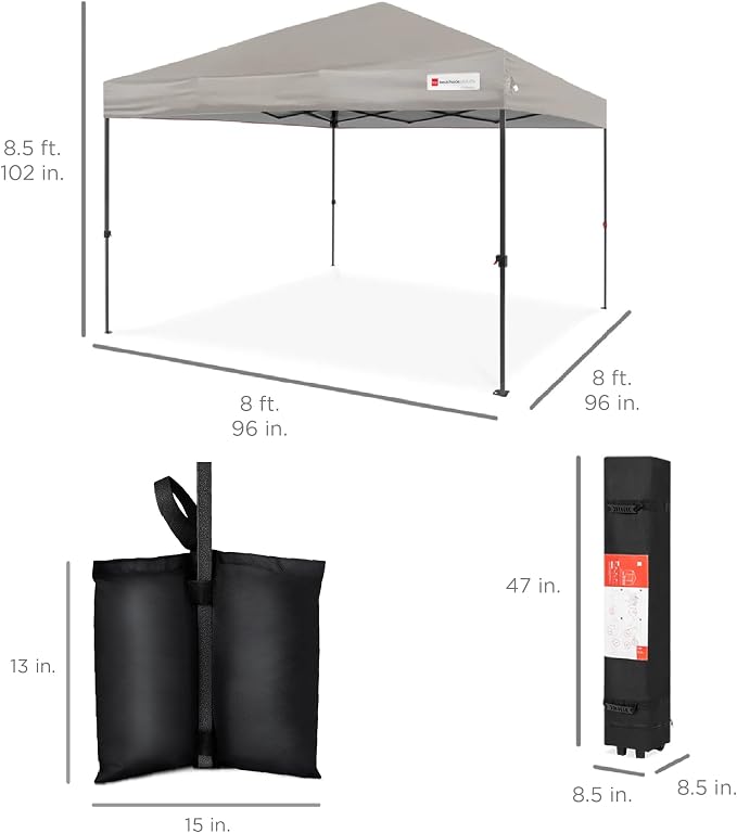 Best Choice Products 8x8ft Pop Up Canopy Tent, Outdoor Shade, 1 Person 1 Minute - Image 8