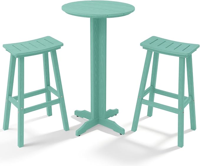 Outdoor Bar Stools, All-Weather HDPE Counter Height Chairs, 500lbs Heavy Duty by KULAMOONLIFEHOUSE