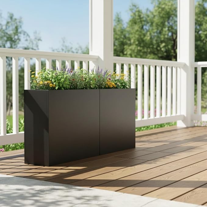 Tall Metal Planter for Outdoor Plants, Large Rectangular Planter - Image 8