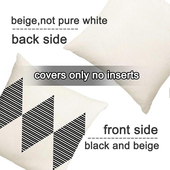 RABUSOFA Outdoor Pillows Waterproof, 18x18 inch Black and White Throw Pillows - Image 2