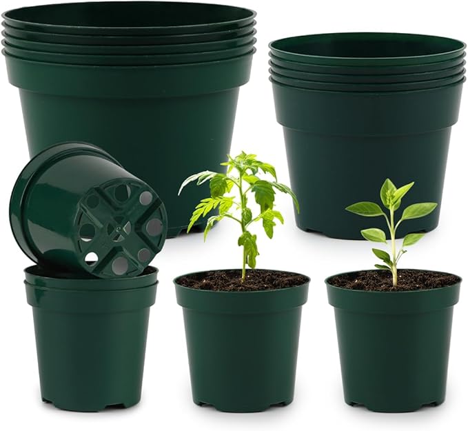 15 Pack 4/6/8 Inch Plant Nursery Pots, Sturdy Plant Pots by RooTrimmer
