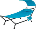Giantex Hanging Hammock with Stand, Patio Hanging Chaise Lounge Chair w/Canopy by Giantex