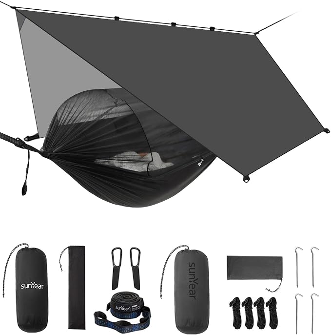 Sunyear Camping Hammock with Net by SleepSafeSwingFree