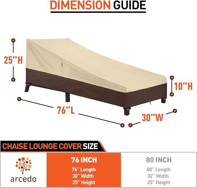 Arcedo Outdoor Lounge Chair Covers 2 Pack, Heavy Duty Waterproof Patio Chaise - Image 6