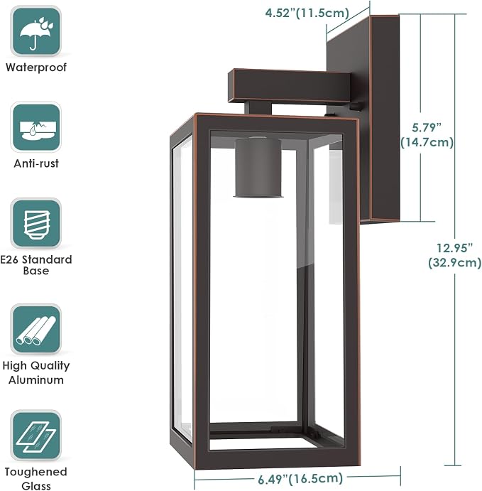 MAXvolador Outdoor Wall Lantern, Exterior Waterproof Wall Sconce Light Fixture - Image 4