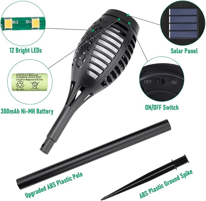 IkeeRuic Solar Lights Outdoor, Solar Torch Light - Image 3
