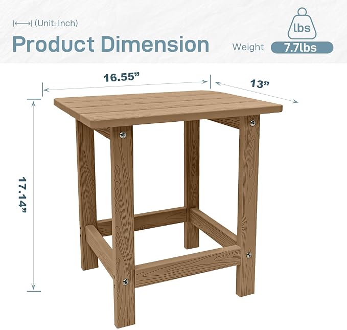 Outdoor Side Table, HDPS Single Adirondack Side Table Weather Resistant - Image 3