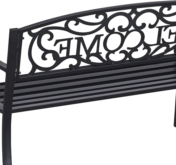 Outsunny 50" Outdoor Metal Welcome Bench, Garden Bench - Image 8
