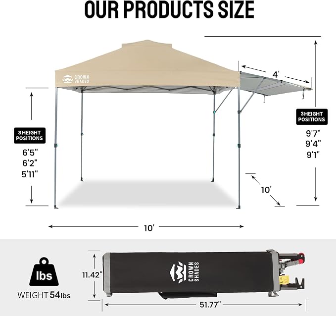 CROWN SHADES 10x10 Pop up Canopy Tent, Instant Commercial Canopy - Image 5