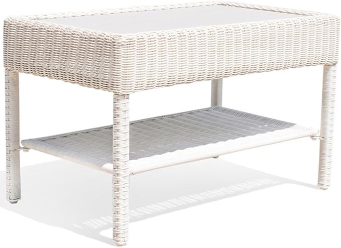 Park Meadow Outdoor Wicker Coffee Table 34 Inch HDPE Rattan Patio Furniture - Image 5