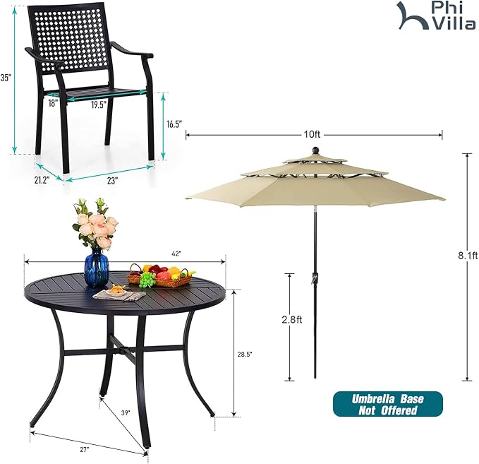 PHI VILLA 5 Pieces Outdoor Dining Set - Image 9