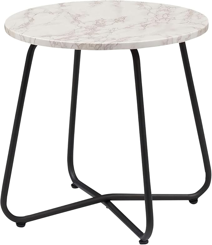 VECELO 17.7 inch Small Round Outdoor Side Table, Patio End Table, Waterproof by VECELO