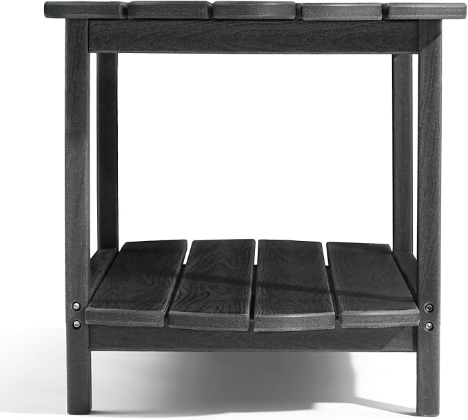 Adirondack Outdoor Patio Table-2 Tier Outside Table Irregular Grey Coffee Table - Image 9
