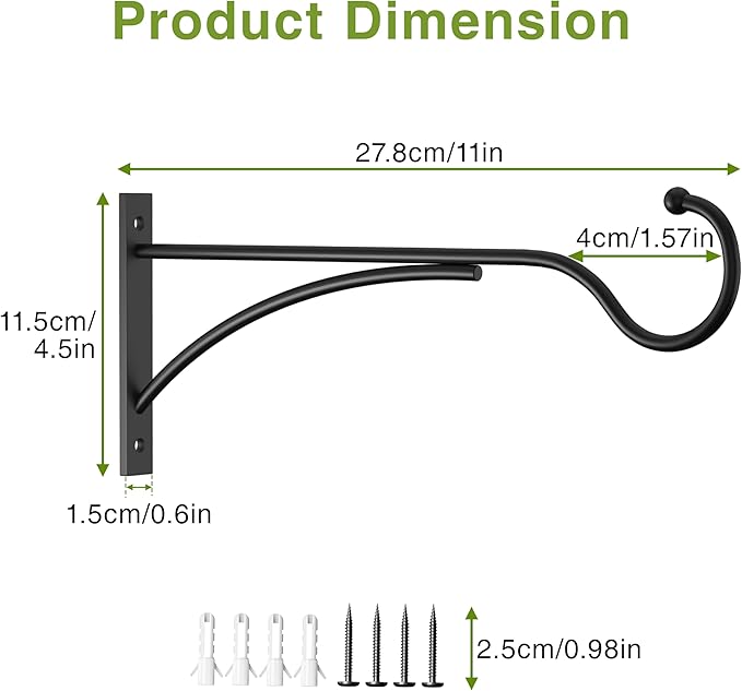 11 Inch 2 Pack Heavy Duty Plant Hangers Outdoor, Metal Plant Brackets - Image 4