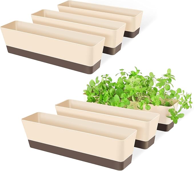 GREANER Indoor Windowsill Planter Boxes, 6 Pack 16 x3.8 Inch Rectangle by GREANER