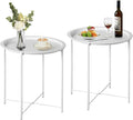 VECELO Side/End Table, Folding Round Metal Anti-Rust and Waterproof Outdoor or by VECELO